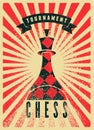 Chess tournament typographical vintage grunge style poster design. Retro vector illustration. Royalty Free Stock Photo